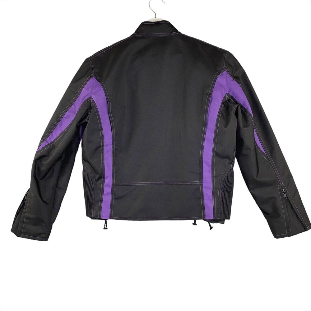 Zony Jacket Womens Medium Black/Purple Moto Coat Fitted Removable Lining - Picture 2 of 14